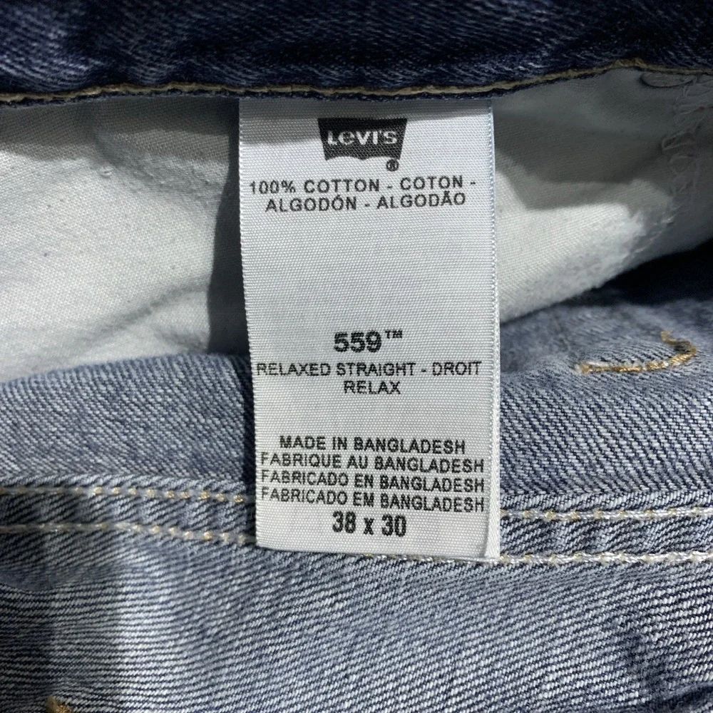Levi's 559 Jeans 38x30 ‎ Men's Relaxed Straight Fit Blue 100% Cotton